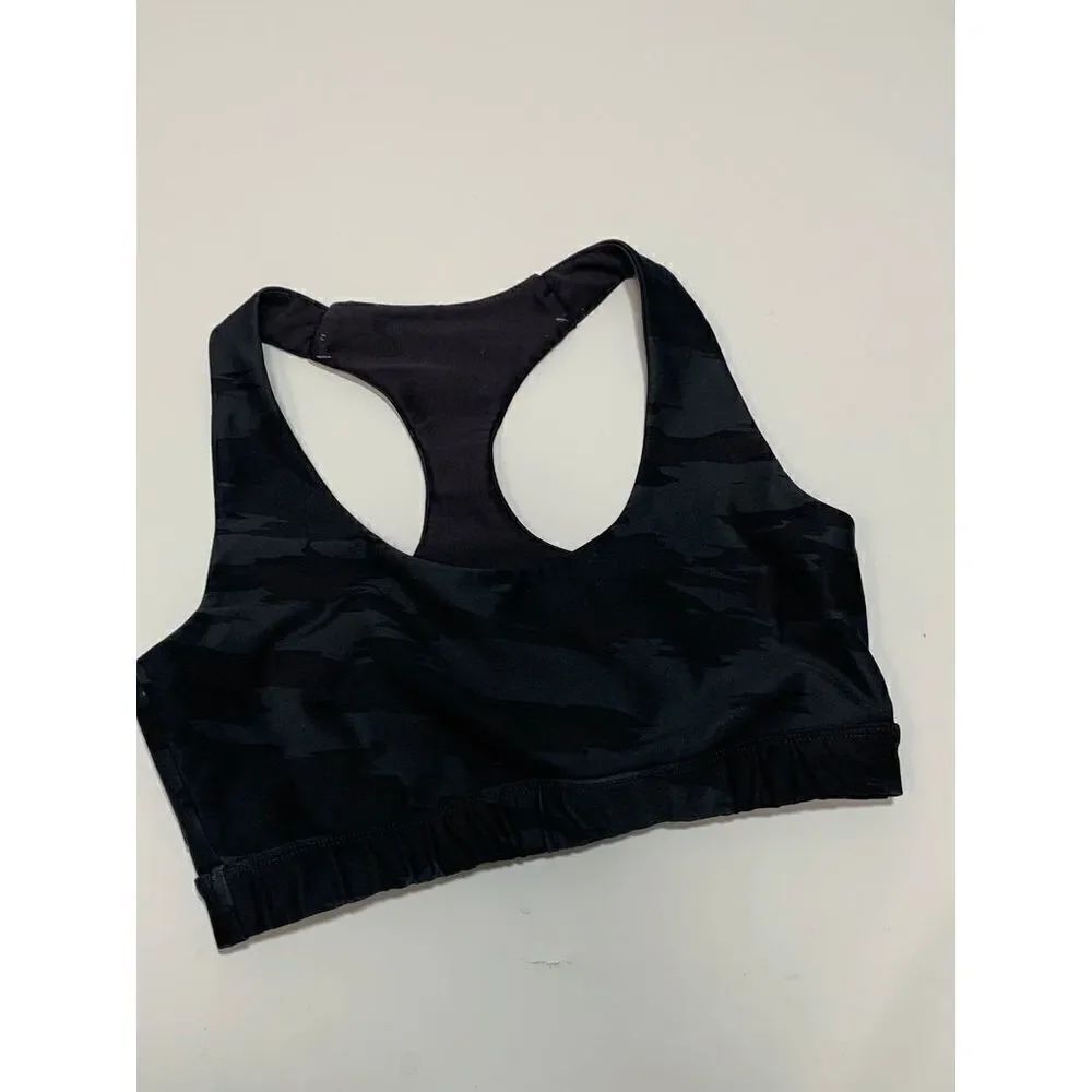 SoulCycle Women’s Camo Sports Bra Soul Logo Racerback Black Gray Size Medium